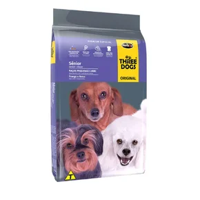 Ração Three Dogs Original Sênior Raças Pequenas e Mini Frango, Carne e Arroz 15kg