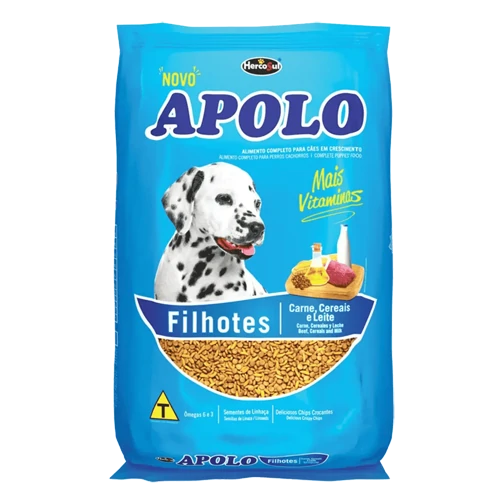 Racao Apolo Filhotes Caes Carne, Cereais e Leite 20kg