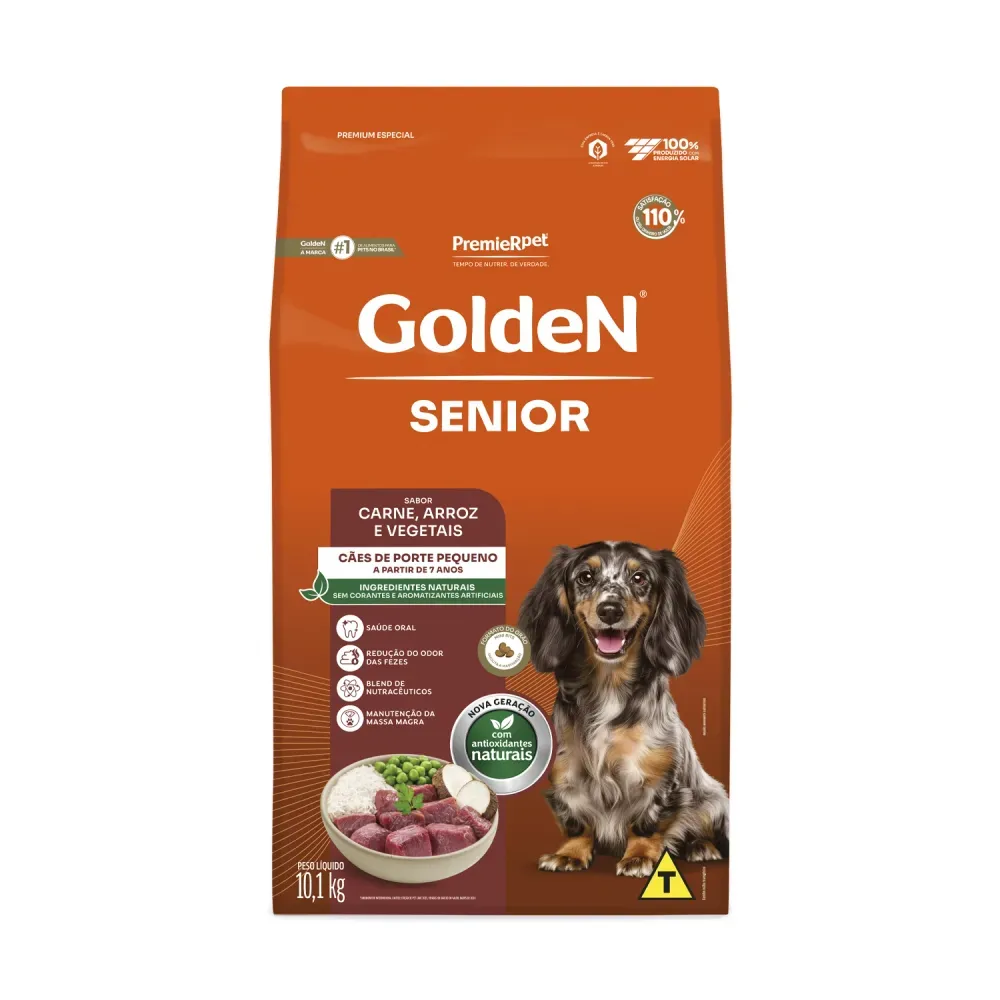 Ração Golden Fórmula Sênior Raças Pequenas Carne, Arroz e Vegetais 10,1kg
