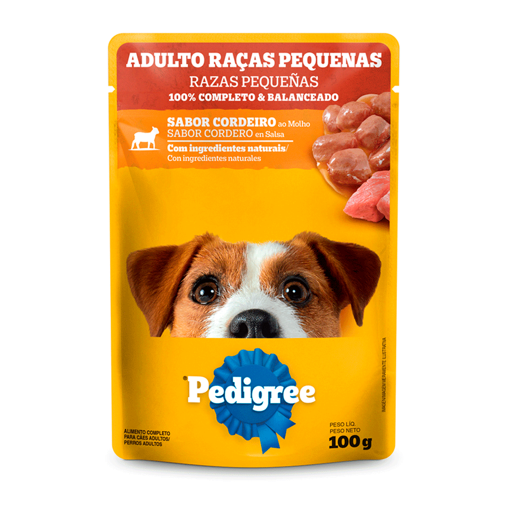 Ração Úmida Pedigree Sachê Cães Adultos Raças Pequenas Cordeiro ao Molho 100g