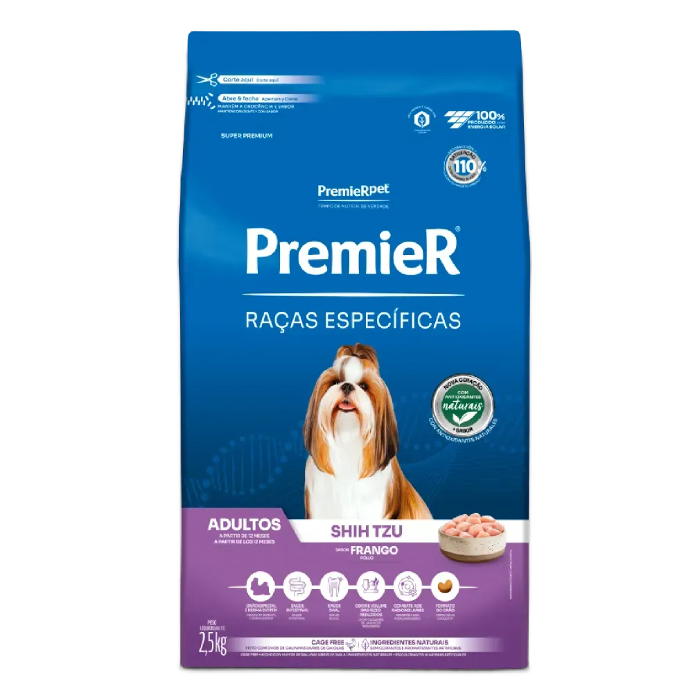 Ração Premier Raças Específicas Shih Tzu Adultos Frango 2,5kg