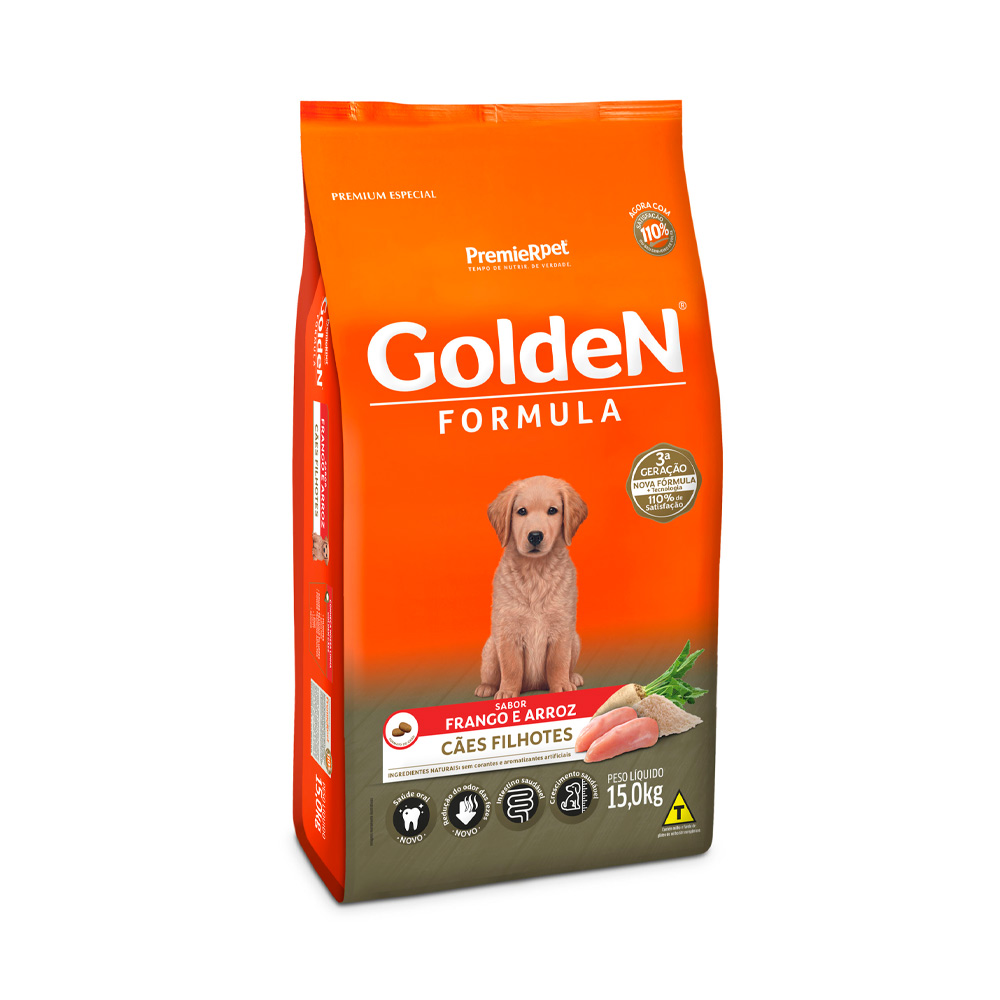 Ração Golden Mega para Cães Filhotes Raças Grandes Frango e Arroz 15 kg
