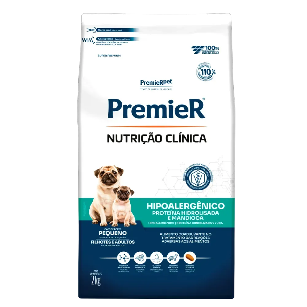 Ração Premier Nutrição Clínica Hipoalergênico Cães Raças Pequenas Proteína Hidrolisada 2kg