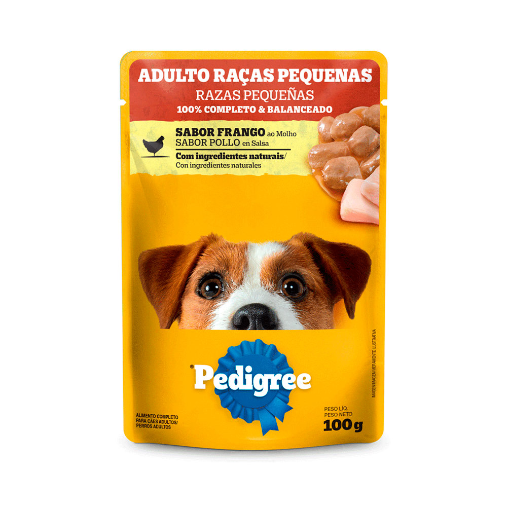 Ração Úmida Pedigree Sachê Cães Adultos Raças Pequenas Frango ao Molho 100g