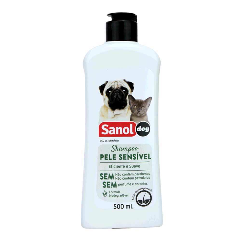 Shampoo Pele Sensível Cães e Gatos Sanol 500 ml