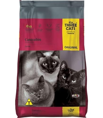 Ração Three Cats Gatos Castrados Super Premium Salmão 15kg