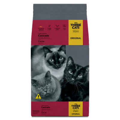 Ração Three Cats Gatos Castrados sabor Carne 15kg