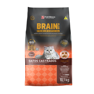 Ração Brain Plus Gatos Castrados sabor Carne 10,1kg