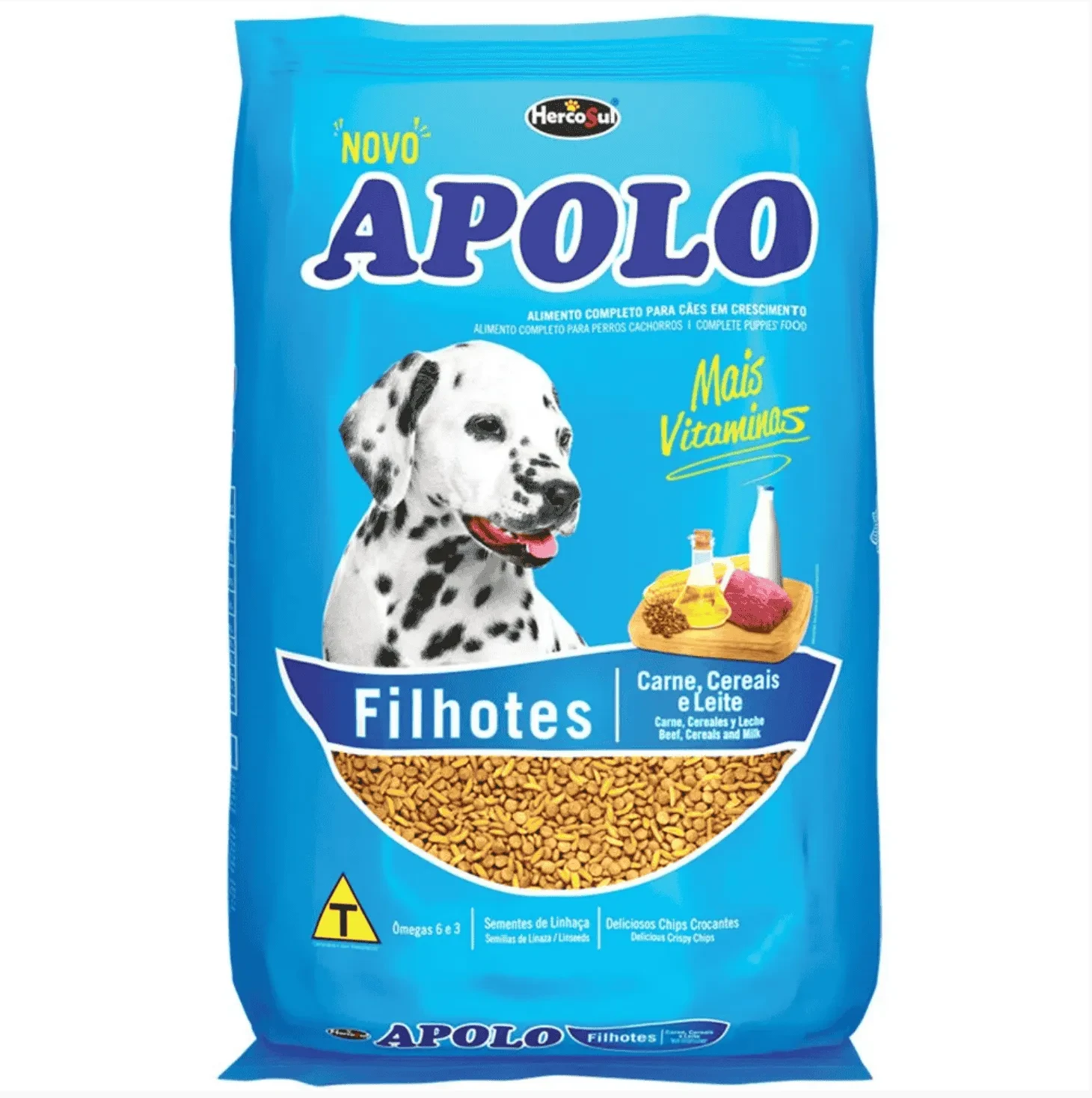 Racao Apolo Filhotes Caes Carne, Cereais e Leite 10,1kg